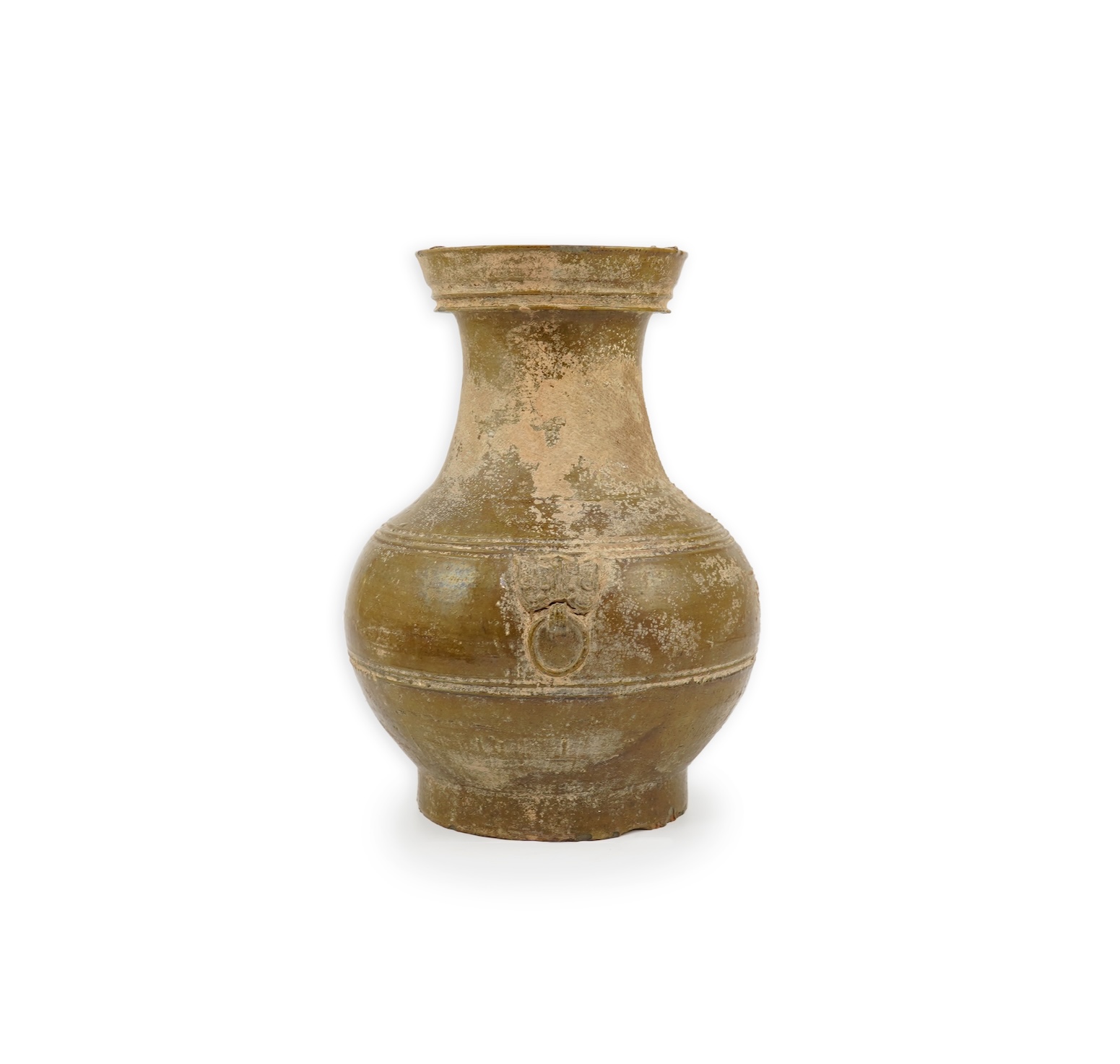 A large Chinese green glazed earthenware jar, hu, Han dynasty